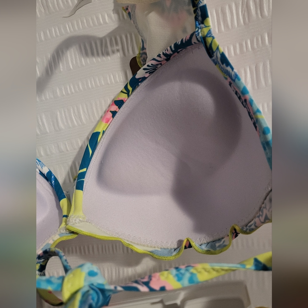 NWT Hobie bikini  Padded top side tie bikini bottom Tropical  Size Large. Ruffle - Picture 6 of 14